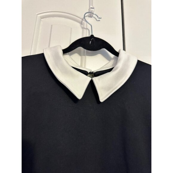 Girl With Curves Black Dress With White Peter Pan Collar 3/4 Sleeves Knee-Length - Picture 4 of 6